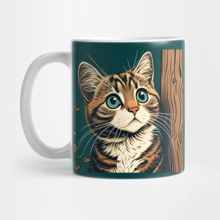 Funny Cat Behind The Tree - Love Cats Mug